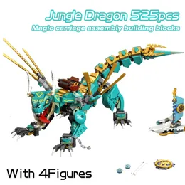 ألعاب عيد الميلاد لوازم 525pcs Ninja Series Lloyd Jungle Dragon Building Builds Green Dagon Mech Fit 71746 Bricks Toys for Boys Christmas Kids Higdts 231129