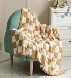 Cobertor xadrez felpudo e macio, macio, casual, sofá, tv, decoração de quarto, cama, colcha, cobertores gc17446973774