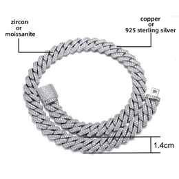 Luxury Customized S925 Silver Cuban Chain 15mm Baguette Moissanite Diamond Hip Hop Link Necklace Bracelet