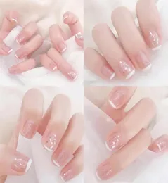 False Nails 24pcsbox Nail Press On Natural Temperament French Simple Short Style Acrylic Classical Fake With Glue For Girl2918624