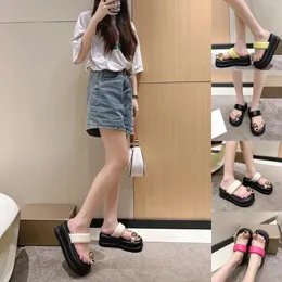 Slippers Slope With Pleated Sandals Summer Fashion Belt Buckle Thick Bottom A Word High Heel Sandal Slides Women