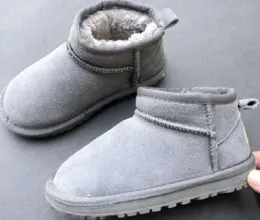 Ug barn mini snöstövlar skor barn stil äkta mocka läder varma bomullsstövlar skor baby storlek 21-35 het g