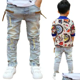 Jeans Ragazzi Vestiti 3-11T Pantaloni lunghi in cotone primaverile Bambini Bambini Pantaloni stile coreano Denim Adolescenti Pantaloni di alta qualità F1203 Consegna di goccia B Dhcws