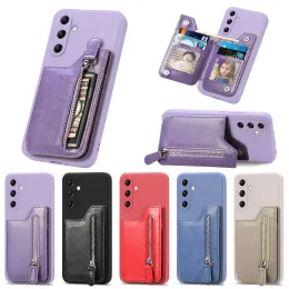 PU Leather Zipper Wallet Phone Case For Samsung Galaxy A54 A34 A14 A33 A13 A72 A52 A71 A51 A42 A32 Multi Cards Slot Purse Magnetic Stand Cover