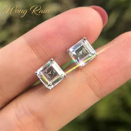 Rainbamabom 925 Solid Sterling Silver Created Moissanite Gemstone Ear Studs Diamonds örhängen Kvinnor Fina smycken gåvor hela273d