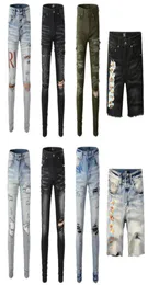 Men Skinny Jeans Designer Jeans Ripped Holes Motorcycle Biker Patch splice Fashion Famous printing Denim shorts Pants3141616