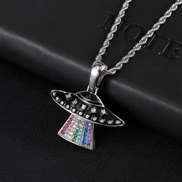 DZ Micro Pave Bunte Zirkonia Alien Anhänger Halskette Für Herren Hip Hop Iced Out Schmuck Bijoux254k