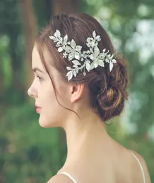 Metal Leaf Rhinestone Flower Clip Headband Fashion Bridal Wedding Hair Accessories For Women Decoration Hair Jewlery Headband5177306