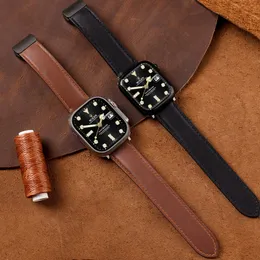FO MEN MEN MANTER MANTECTING TOMPLE SELBLED LEATHERS FOR Apple Watch Band 49mm 38 40 41 42 44 45 MM Watchs Strap Bandband for Iwatch 8 7 6 5 4 SE Ultra 2 Watchband