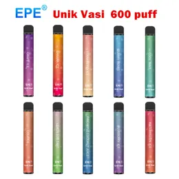 EPE 600 PULDS Disposable E Cigarett Kit 2ml Förfyllda fröskidor 400mAh Batteri 600 PUFFS Disposables Vape Pen 10 Färger