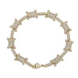 Stil Europäisches Drahtarmband Persönlichkeit Kubanische Kette 18 Karat Gold Vollzirkon Schmuck Armband Jewelry2680