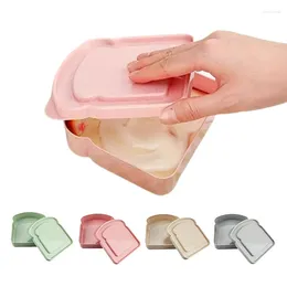 Dinnerware 1Pcs Sandwich Storage Box Portable Plastic Lunch Boxes Case Reusable Microwave Container