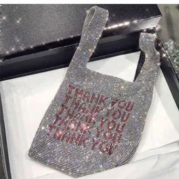 Bolso de mano Nxy, bolsos de lentejuelas de agradecimiento, bolso pequeño para mujer, adorno de cristal, chaleco de cubo a la moda para mujer, bolsos con purpurina para niñas, marca 02142600