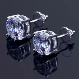 8mm Hip Hop Ohrstecker Silber vergoldet CZ Ohrring Herren Damen Ohrring Ohrring Damen Herren Designer Ohrringe Luxus Schmuck Geschenk273V