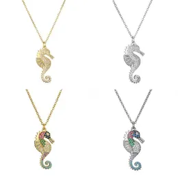 2020 Ny ankomst Lucky Necklace CZ Stone Colorful Seahorse Pendant Halsband för kvinnor Män släpper gåva smycken246c