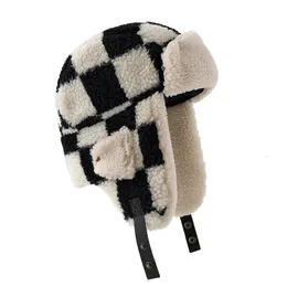 Trapper Hats Artificial Cashmere Russian Cap Square Warm Hat For Women Earflap Soft Windproof Winter Lightweight Pilot Ski Ushak 231130