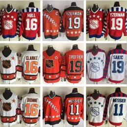 All Star Hockey 19 Steve Yzerman Jerseys Men 99 Wayne Gretzky 7 Paul Coffey 11 Mark Messier Home Orange 무료 배송 Trottier Dionne