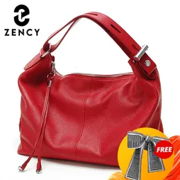 Evening Bags Zency 100 Genuine Leather OL Style Women Tote Bag Fashion Lady Shoulder Classic Handbag Satchel Crossbody Messenger Purse 231130