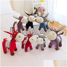 Animali di peluche ripieni Simpatici giocattoli di animali Bambole di asino Ragazzi Animazione Intorno Regalo Accessori per la casa Bambini Regali di Natale 5 Stili 25 Cm Dhlme