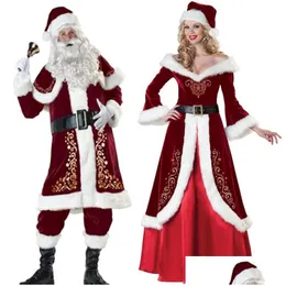 Decorações de Natal Veet Homens / Mulheres Papai Noel Traje Terno Casal Festa para Xmas Atacado Gota Entrega Home Jardim Festivo Suppl Dhhum