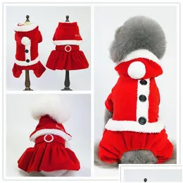 Dog Apparel Christma Jacket Winter Warm Pet Clothes For Small Dogs Coat Clothing Costume Puppy Jackets Santa Claus Drop Delivery Hom Dh1Ct