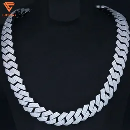 18mm Cuban Link Chain White Color 925 Sterling Silver Vvs Moissanite Iced Out Diamond Necklace for Men and Women