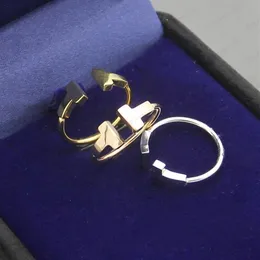 Anillo de apertura de sonrisa de lujo, diseñador de moda, anillo para mujer, joyería clásica, boda chapada en oro de 18k, ajustable con box303z