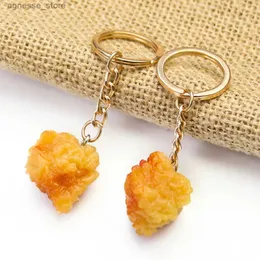 Keychains Lanyards Fun Fried Chicken Nuggets Keychain Snacks Keyring Shooting Props Backpack Decoration Pendant Children's Toys Jewelry R231201