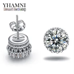 YHAMNI New Arrival Sell Super Shiny Diamond 925 Sterling Silver Ladies Stud Crown Earrings jewelry whole E100308u