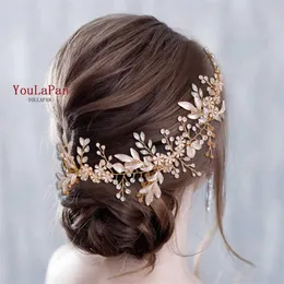 YouLaPan HP278 Wedding Hair Accessories Rose Gold Hair Pieces Headband Women Tiara Wedding Headpiece Flower Bridal Headwear X06252209