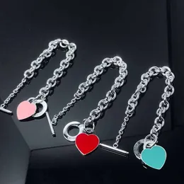 뜨거운 판매 생일 크리스마스 선물 블루 박스 TF 클래식 디자이너 TIFF 팔찌 최고 하이 버전 S Sterling Silver Heartshaped Blue Dropper 에나멜 사랑 OT 버클 스타일