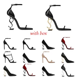 Designer Sandale Frau Heels Opyum Slides Leder Stiletto Metall Schnalle Riemen Luxus High Heel Sandalen Hochzeit Party Kleid Schuh