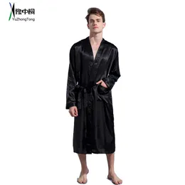 Męskie szaty czarne luźne wypoczynek męskie satynowe szata szaty solidne kimono szlafroki swobodne odzież nocną piżamę s m l xl xxl tbg0610 231130