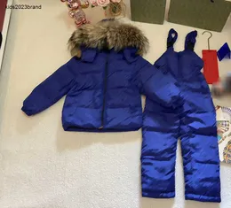 New designer baby Down set winter kids clothes Size 0-12 boys girls Hooded jackets and Backstrap down pants Nov25