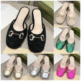 Designer Shoes Fuzzy G Sandals Diamond Slippers Flip Flops Fashion Anti-Slip Female Fur Slides Furry Fluffy Faux Luxury Warm lndoor Outdoors Slippers