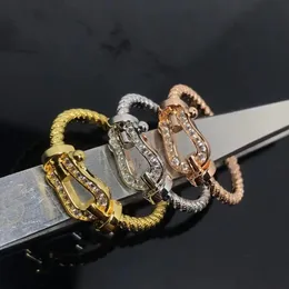 Horseshoe buckle ring for women in 18k rose gold, designer light luxury, fashionable and versatile temperament ring