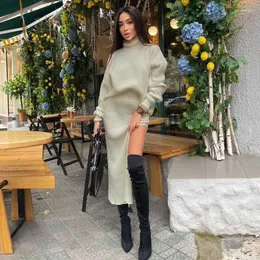 Frauen Pullover 2023 Herbst Winter High Neck Frauen Gestrickte Pullover Zwei-stück Set Langarm Pullover Lose Mid-langen Rock