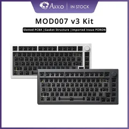 Клавиатуры Akko MOD007 V3 VIA Механический комплект клавиатуры Алюминиевый набор для самостоятельного изготовления с ЧПУ на заказ Замена каждой клавиши Прорезь PCBA Прокладка Крепление 82 клавиши 231130