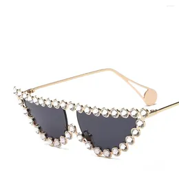 Sunglasses European And American Fashion Cat-eye Diamond SunglassesMetal Full Female Cross-border