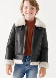 2024 New temperament Trend Premium Pu Leather Coat Autumn Winter Clothing boy Coat Black Children's Leather Jacket