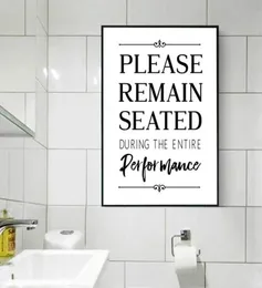 Paintings Funny Bathroom Sign Wall Art Canvas Painting Picture Please Remain Seated Quotes Typography Poster Prints Decor1703221