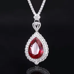 New Designer Jewelry Necklace 925 Silver Diamond Dove Blood Ruby Large Water Drop Necklace Luxury Pendant Necklace