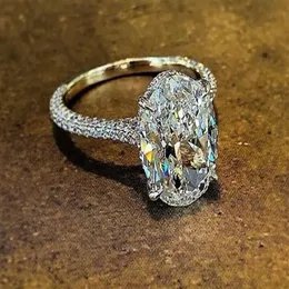 Joyería de lujo brillante 925 plata esterlina corta ovalada grande topacio Cz piedras preciosas de diamantes eternity boded anillo de boda309a