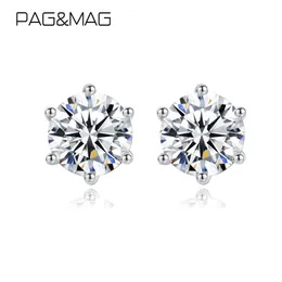 Pagmag vvs1 round 컷 총계 1 0ct 다이아몬드 테스트 통과 Moissanite 925 Sterling Silver Earring Fine Jewelry 여자 친구 선물 210323340S