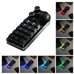 Keyboards Programming Macro Custom 15 Keys 3 Knob Keyboard RGB Copy Paste Mini Button P oshop Gaming Keypad Mechanical swap Macropad 231130