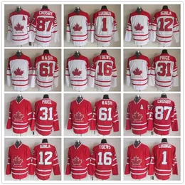 Team Canada Vintage-Version Throwback Retro-Trikots 31 PREIS 87 CROSBY 16 TOEWS 61 NASH 1 LUONGO 12 IGINLA Hockey-Trikot