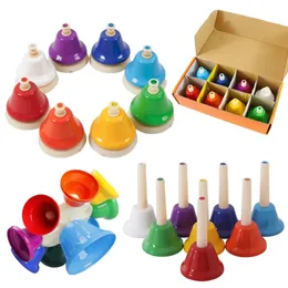 Keyboards Piano 8Note Hand Bell Children Music Toy Rainbow Percussion Instrument Set 8Tone Rotating Rattle Beginner Educational Gift 231201