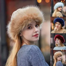 Trapper Hats Warm Thick Cap Women Hat Beanie Mongolian Men Winter Faux Fur Suede Fluffy Snow 231130