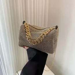 Borse da sera Borsa alla moda con strass con una tracolla monospalla dalla trama semplice e design a catena in stile straniero