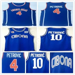 NCAA Jugoslavija Yugoslavia #4 Jersey Blue #10 Cibona Drazen Petrovic Basket Clobeys Mix Order